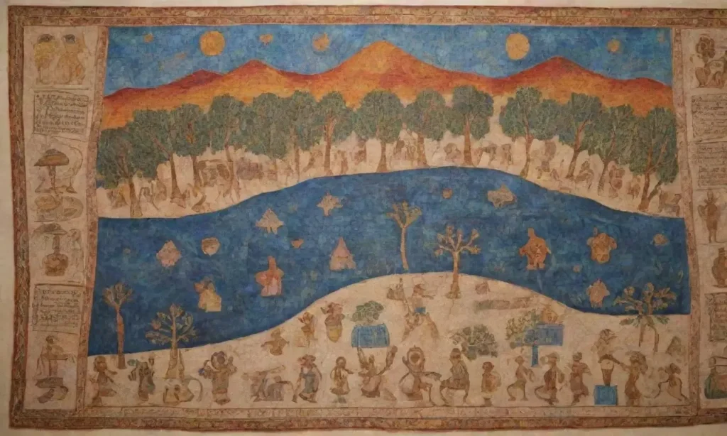 Un tapiz de historia antigua se despliega con símbolos