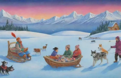 Un paisaje ártico vibrante con Inuit