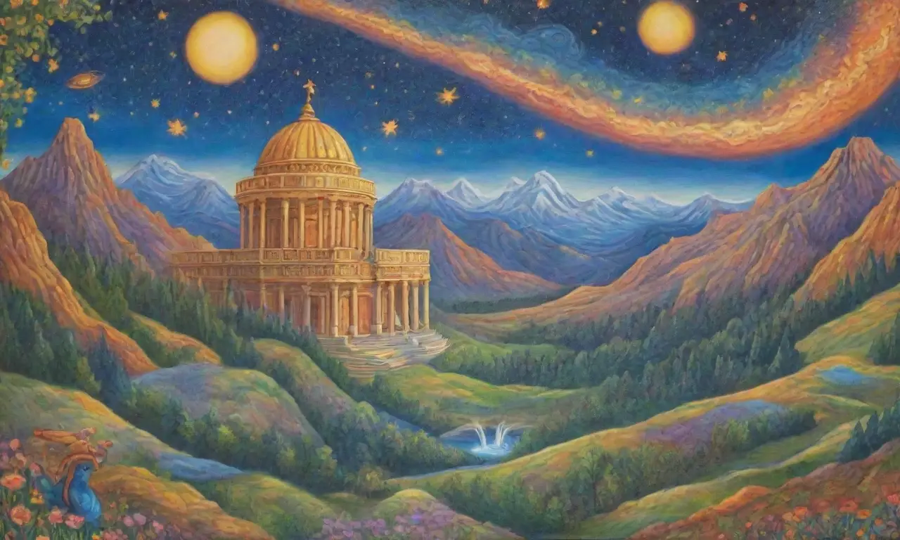 Un paisaje celestial vibrante con montañas