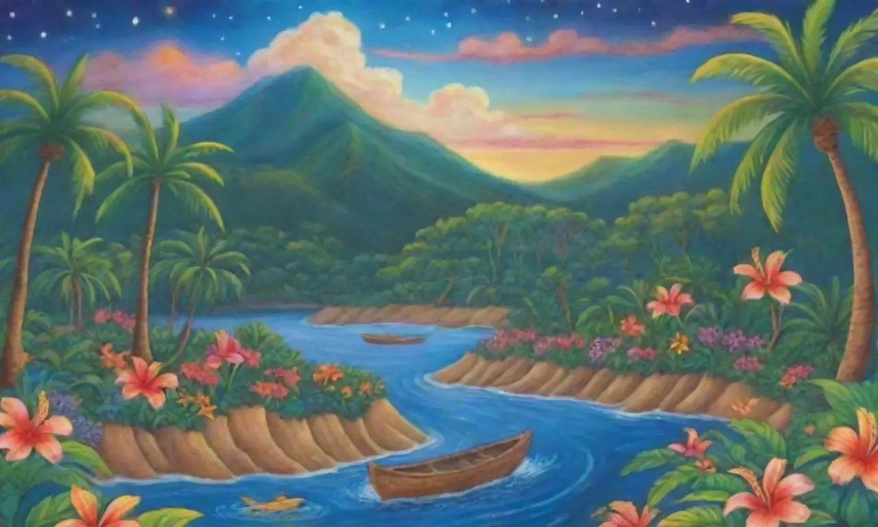 Un paraíso tropical lleno de colores vibrantes