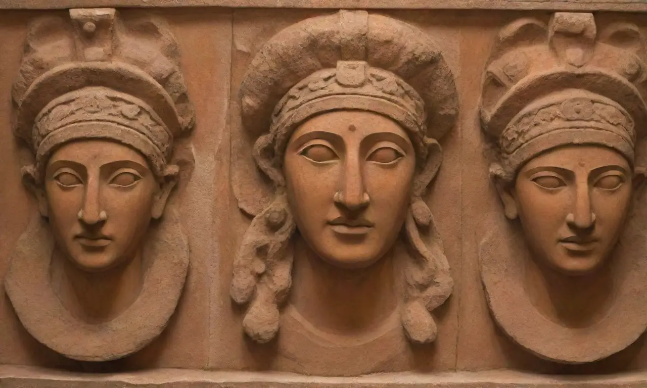 Esculturas etruscas con detalles intrincados y colores vibrantes que reflejan su maestría artística y significado cultural
