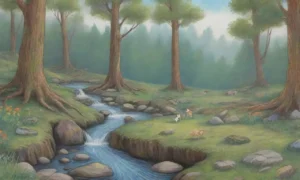 Un bosque verde y sereno con luz filtrada