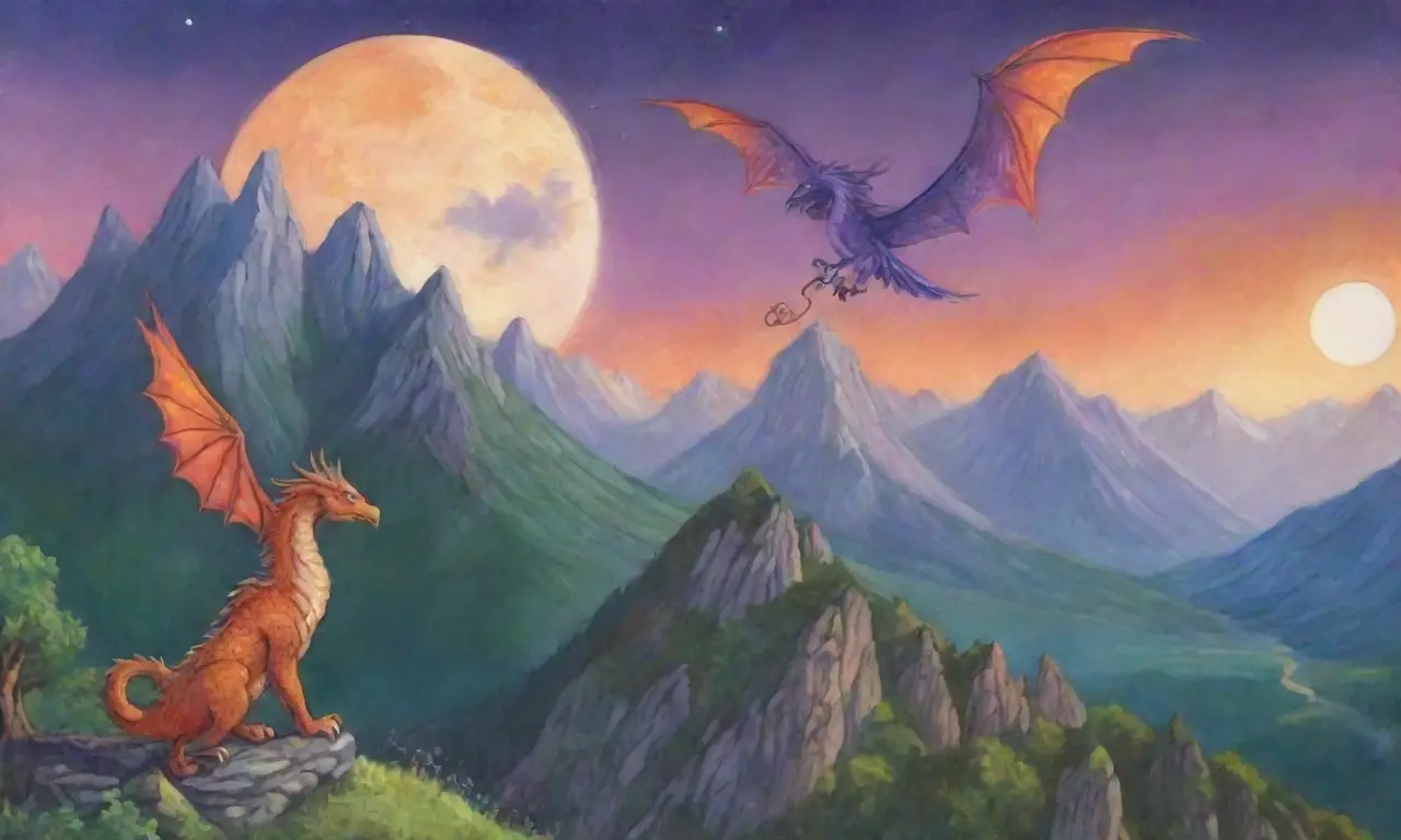 Grifos majestuosos vuelan en un cielo crepuscular lleno de magia y maravillas