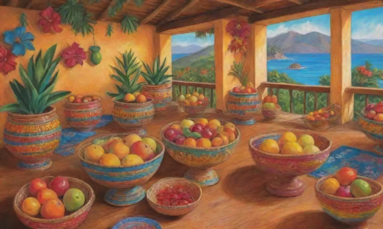 Un vibrante paisaje tropical lleno de colores