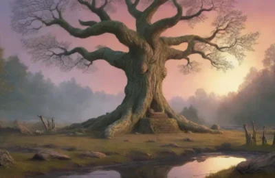 Un antiguo bosque con árboles imponentes