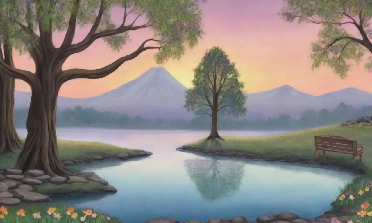 Un paisaje sereno y colorido que invita a la reflexión