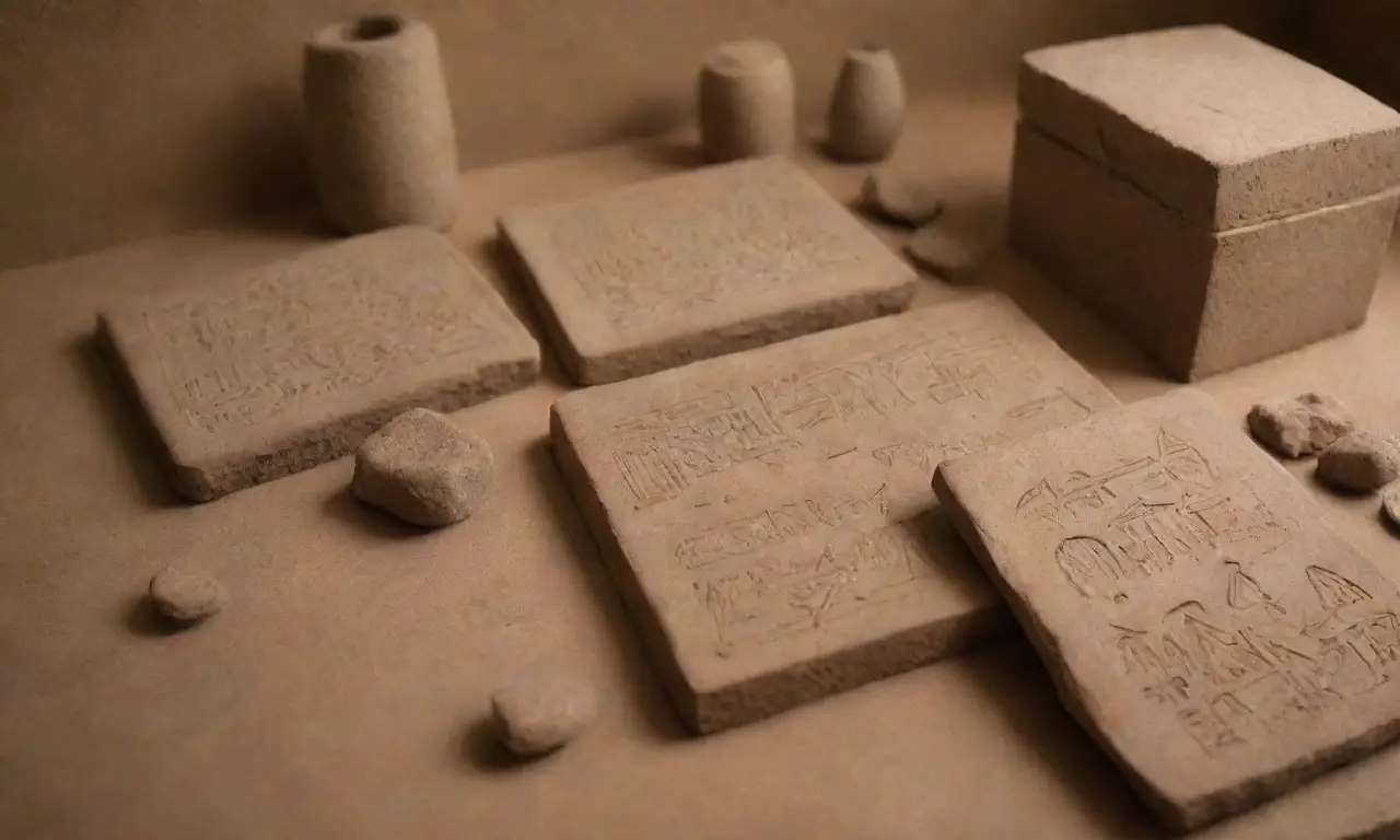 Tabletas de arcilla antiguas con cuneiformes