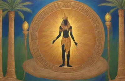 Un paisaje egipcio vibrante y atemporal con Osiris