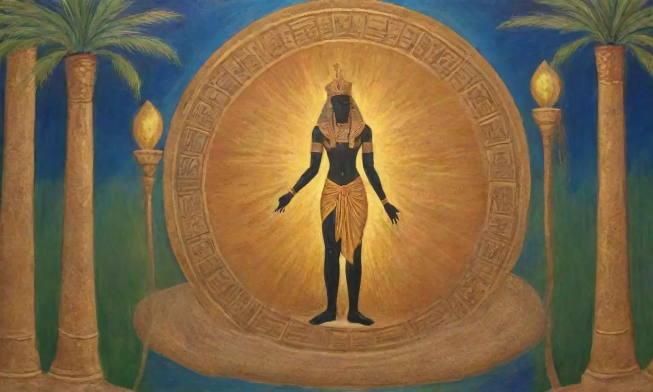 Un paisaje egipcio vibrante y atemporal con Osiris