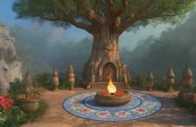 Un paisaje espiritual vibrante lleno de naturaleza