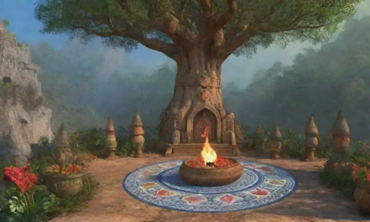 Un paisaje espiritual vibrante lleno de naturaleza