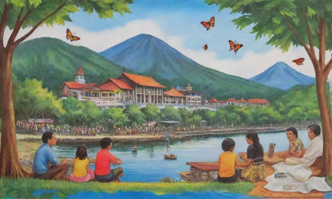 Un mural vibrante que celebra la historia y cultura filipina con Rizal, libros, símbolos y escenas de unidad