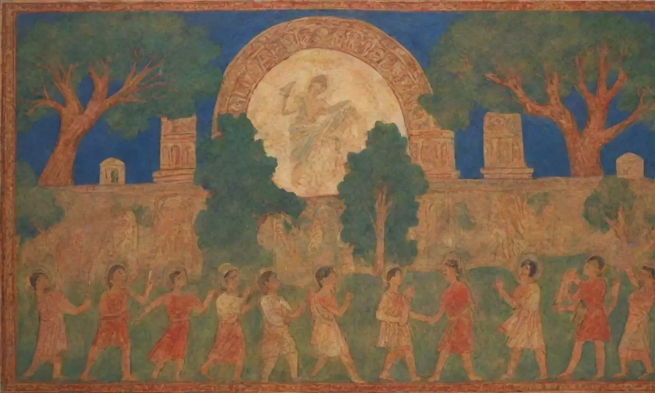 Ruinas etruscas antiguas con frescos