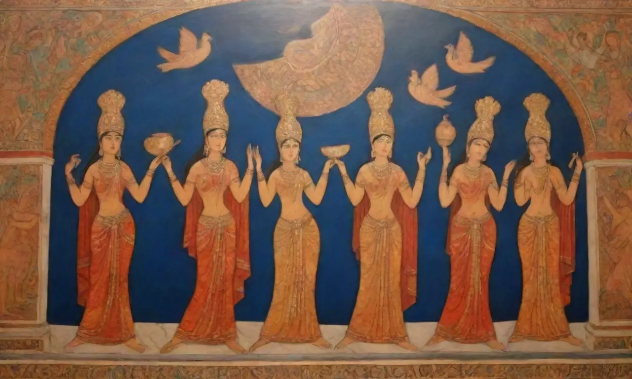 Paisajes etruscos antiguos con frescos vibrantes, cerámica intrincada, estatuas de bronce y templos ornamentados