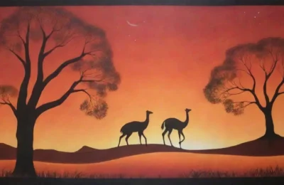 Un paisaje vibrante y sagrado de naturaleza australiana