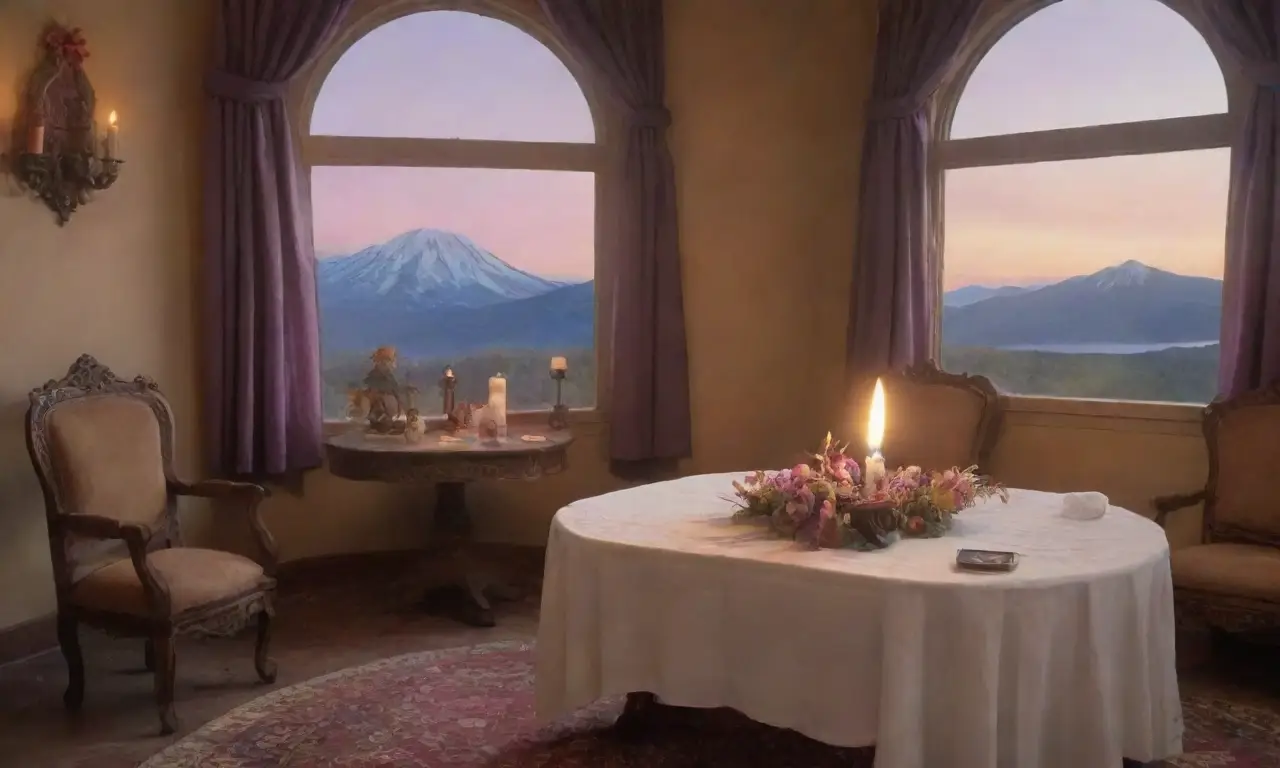 Una habitación oscura iluminada por velas, con un ambiente sereno y recuerdos del pasado