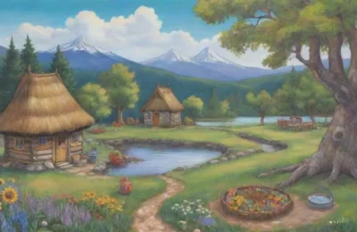 Un paisaje sereno y vibrante que refleja la espiritualidad eslava
