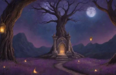 Un paisaje oscuro y etéreo con Inanna