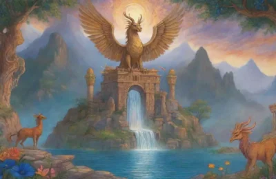 Un paisaje mágico lleno de criaturas míticas y elementos fantásticos