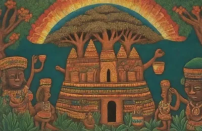 Un collage vibrante de cultura africana con patrones