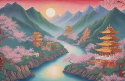 Un paisaje vibrante y armonioso de dragones