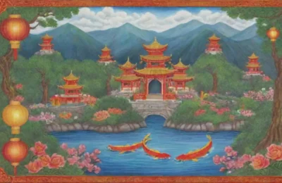 Un paisaje vibrante de dragones dorados