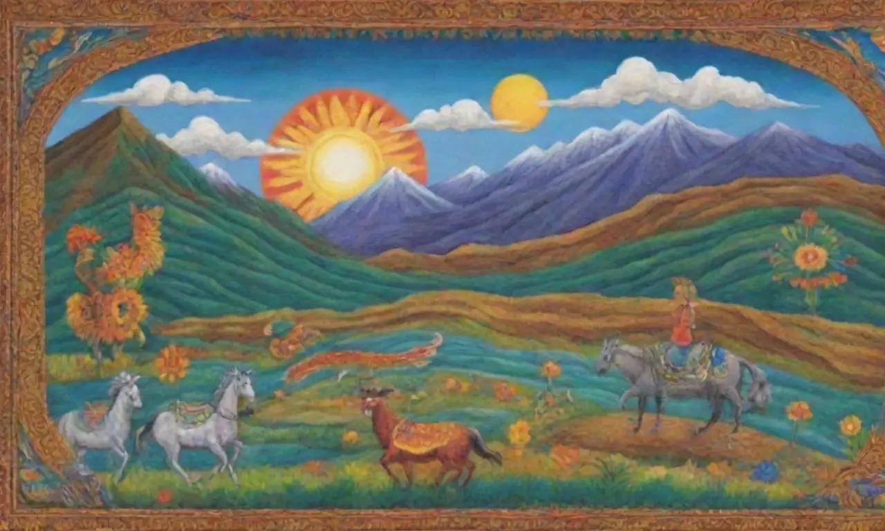 Colores vibrantes y patrones intrincados se entrelazan en un paisaje cultural lleno de vida y simbolismo