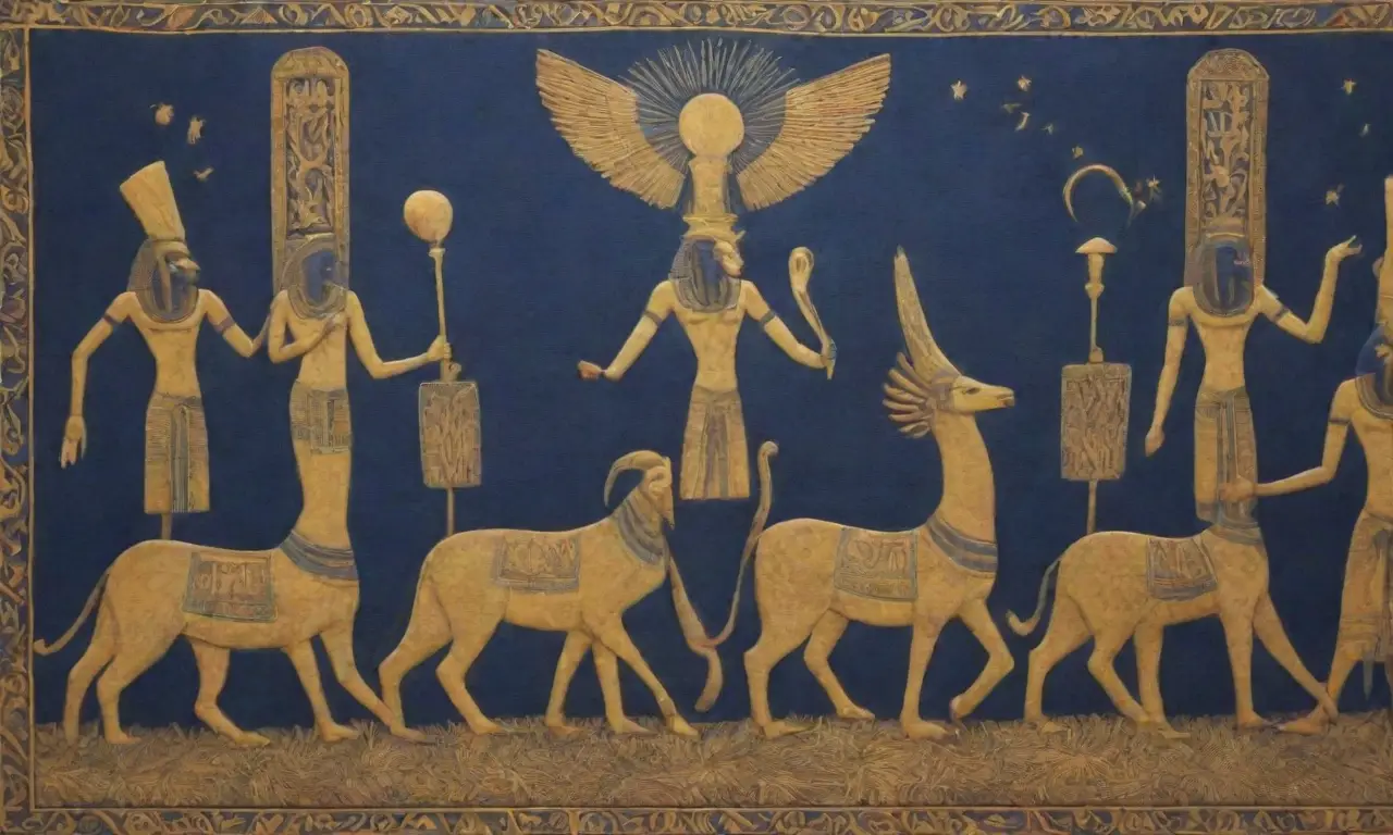 Un vibrante mosaico de símbolos y elementos de la antigua cultura egipcia
