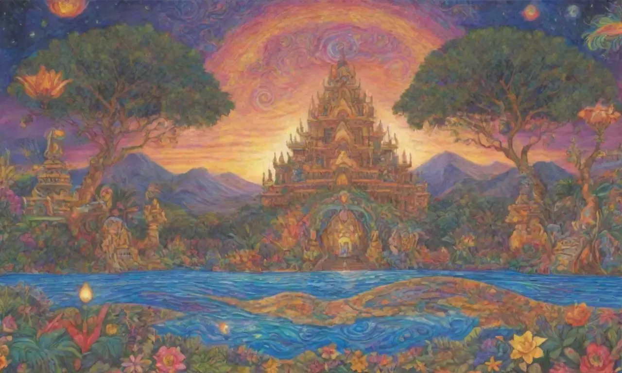 Colores vibrantes, patrones intrincados y amor en un paisaje mágico