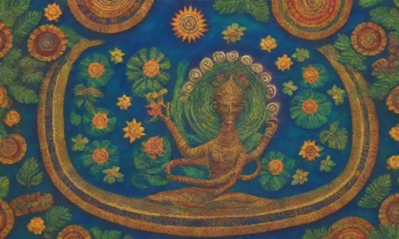 Un festín visual de colores, patrones y elementos culturales que evocan energía y armonía