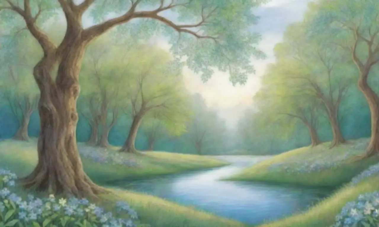 Un paisaje sereno y místico evoca paz y belleza natural
