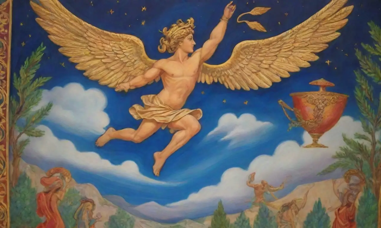 Un mural vibrante de Hermes en movimiento