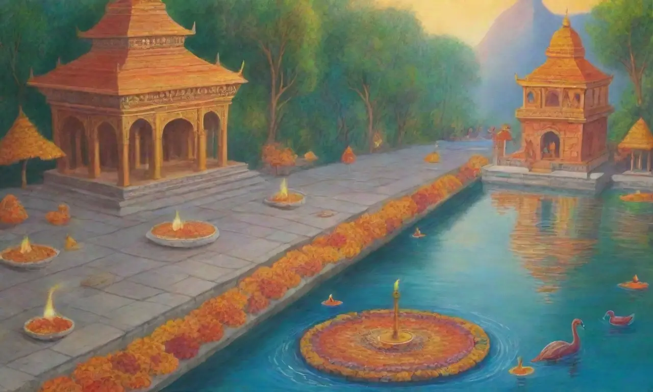 Un amanecer dorado sobre el Ganges envuelve un paisaje de paz y devoción