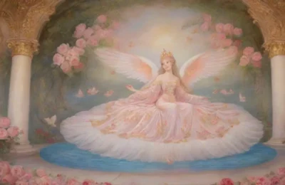 Un mural grandioso de Venus rodeada de naturaleza vibrante y elegancia divina