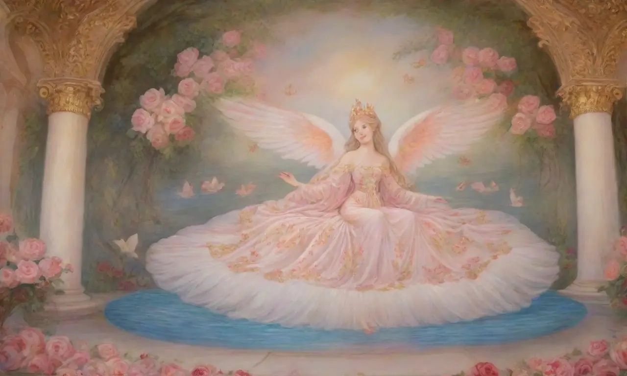 Un mural grandioso de Venus rodeada de naturaleza vibrante y elegancia divina