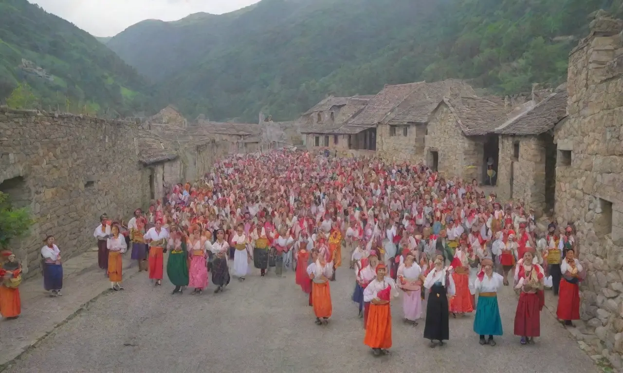 Un paisaje vibrante de colinas verdes, casas vascas tradicionales y una rica cultura festiva