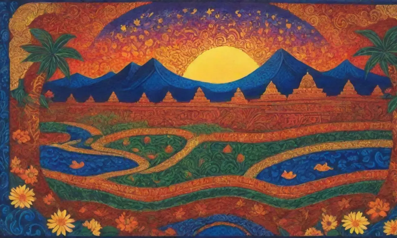 Un vibrante tapiz de vida, mitos y historia en colores y formas