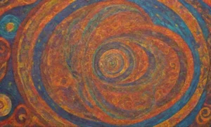 Un tapiz vibrante de símbolos antiguos y narrativas míticas cobra vida en un lienzo lleno de color y emoción
