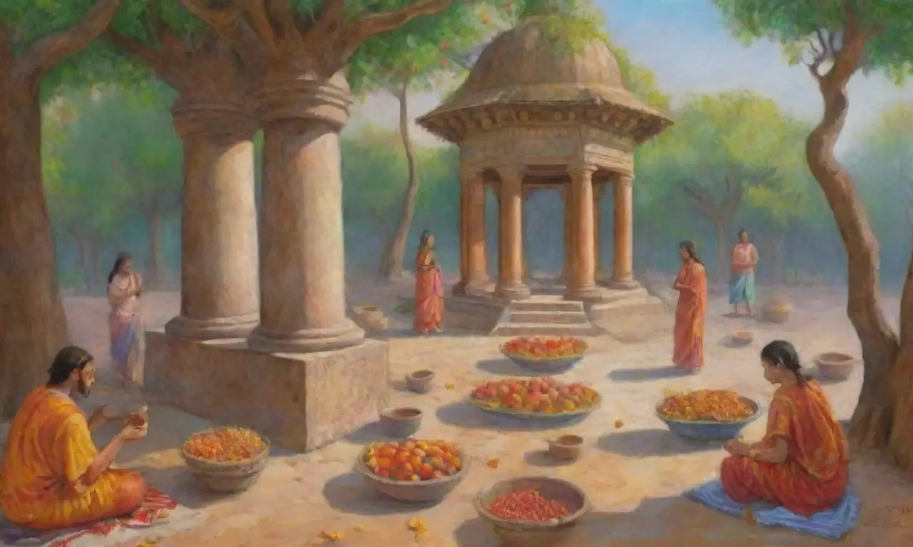 Templos etruscos, frescos, altares sagrados, estatuas divinas y rituales en un entorno vibrante y espiritual