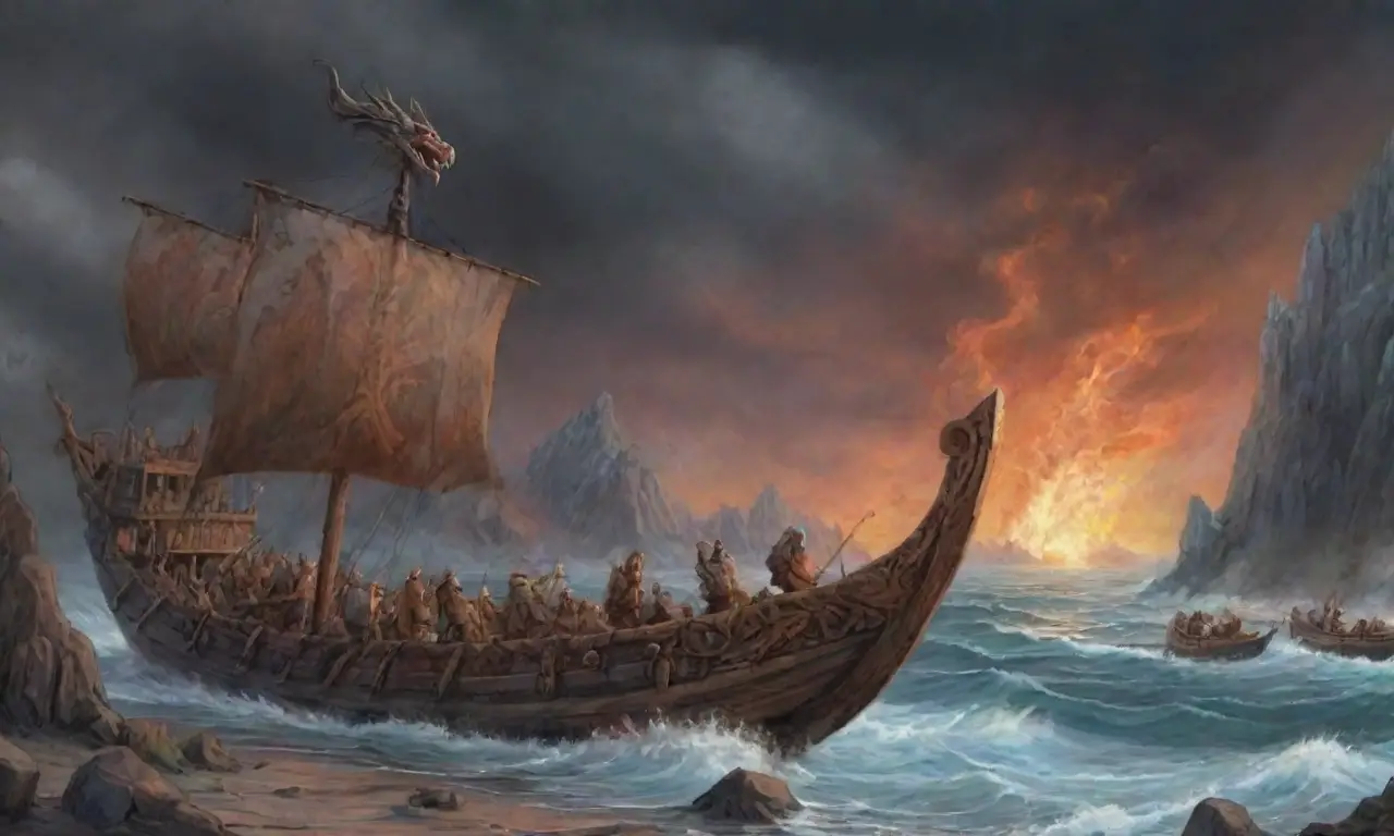 Un épico paisaje vikingo con guerreros
