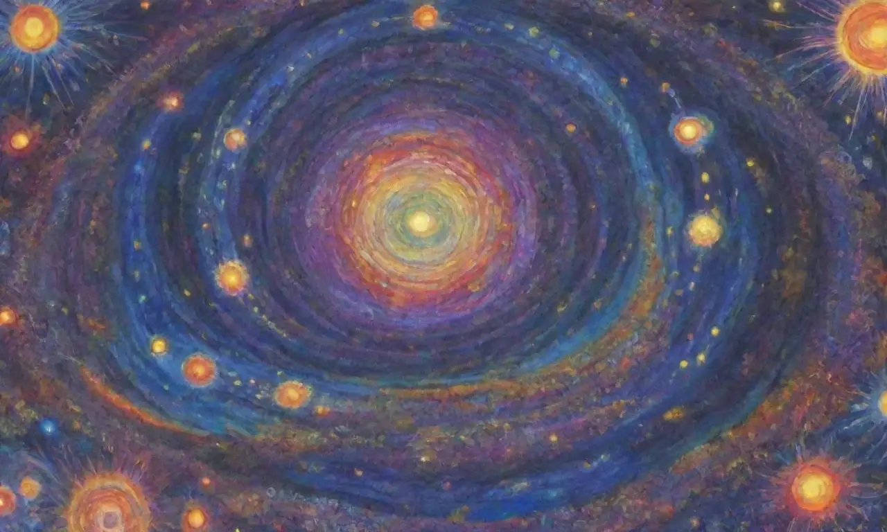 Un vasto cosmos se despliega en una sinfonía de galaxias, estrellas y mitología