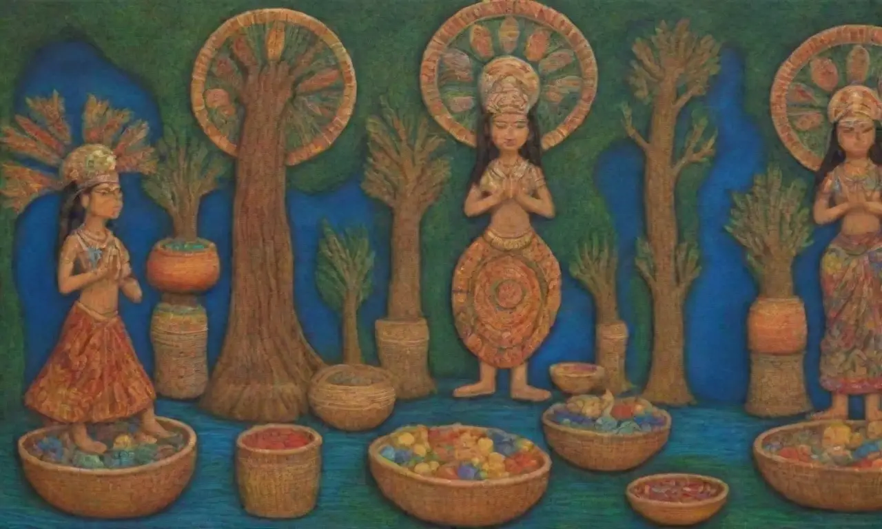 Colores vibrantes y símbolos sagrados reflejan la rica herencia cultural