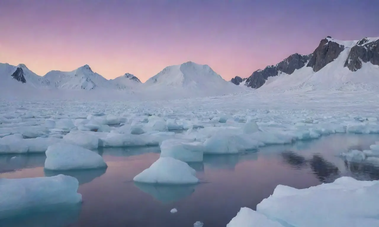 Un paisaje ártico helado con un oso polar, auroras boreales y símbolos inuit que reflejan la conexión con la naturaleza