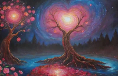 Un cosmos vibrante de colores y emociones en un eterno contraste entre caos y serenidad