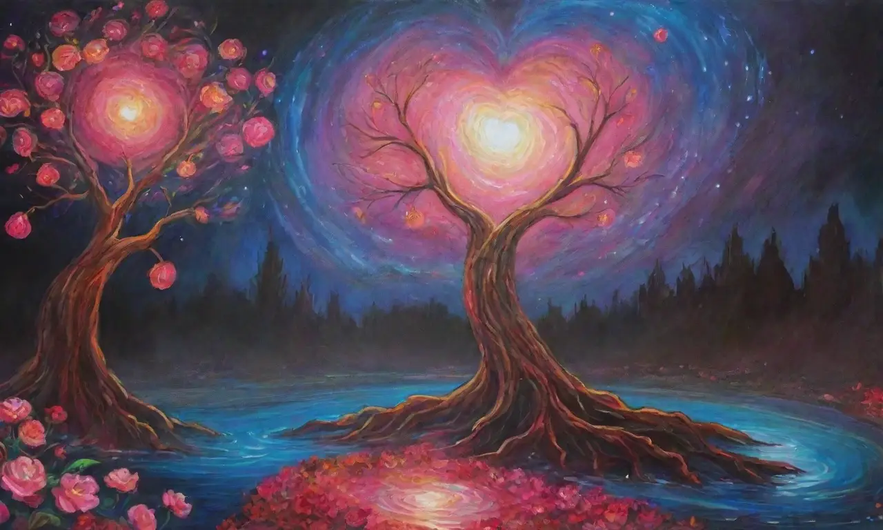 Un cosmos vibrante de colores y emociones en un eterno contraste entre caos y serenidad