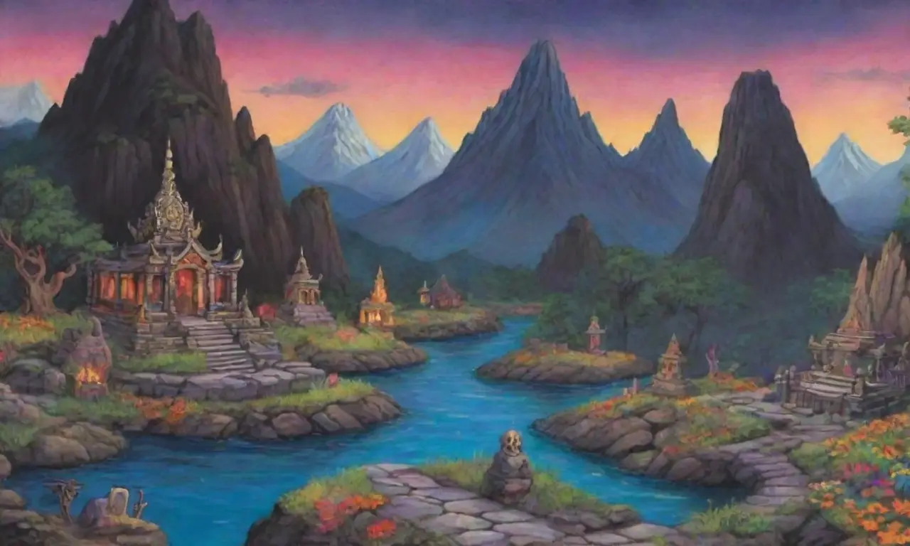 Un paisaje misterioso y vibrante evoca la esencia del más allá