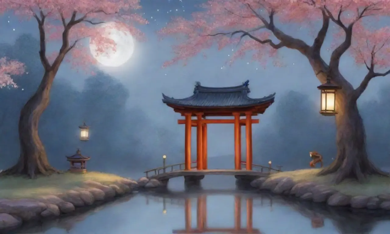 Un paisaje nocturno sereno con luna llena