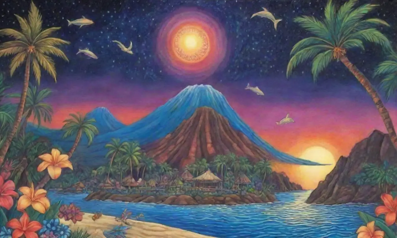 Un paisaje tropical lleno de estrellas