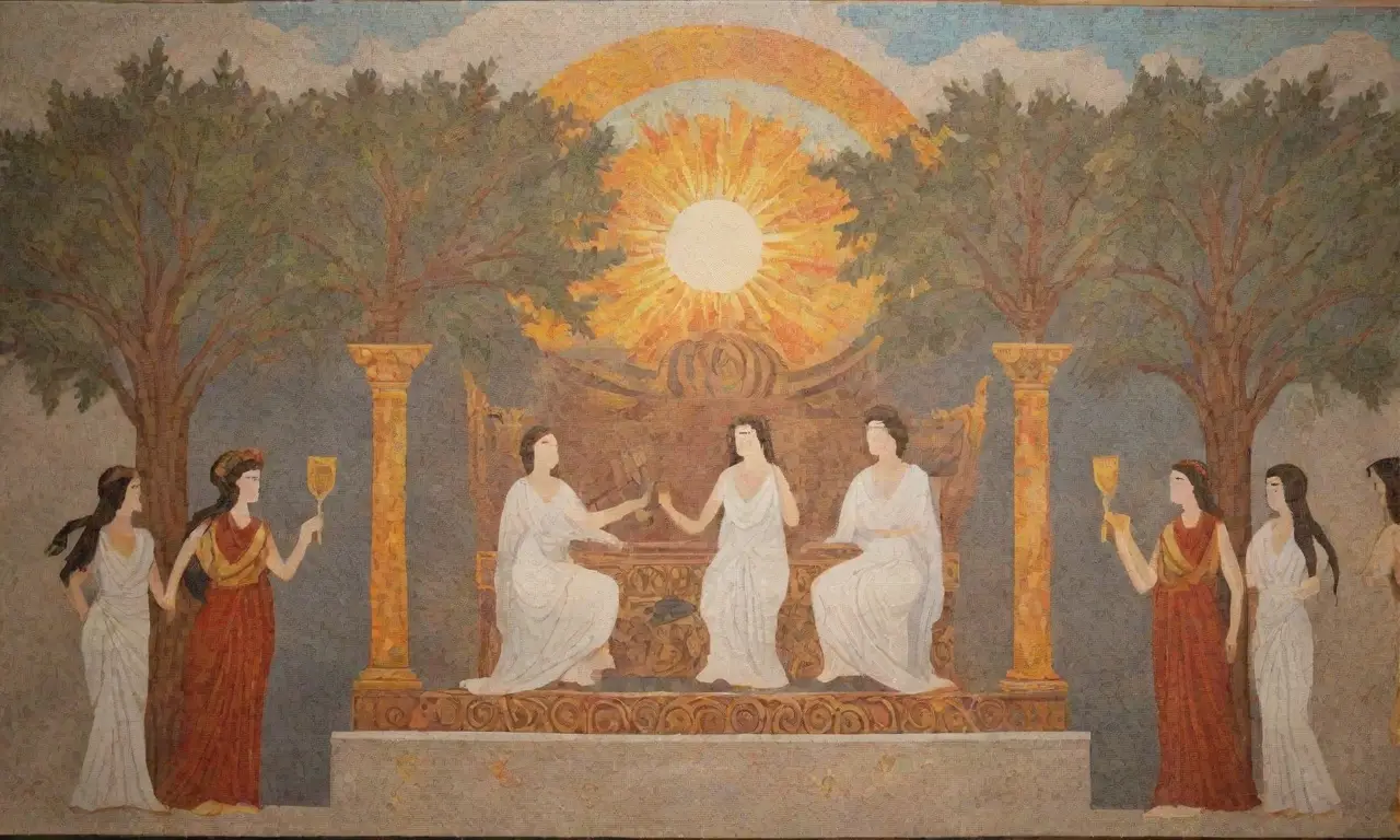 Un festín visual de la antigua Grecia, lleno de celebración y el espíritu de Dionisio