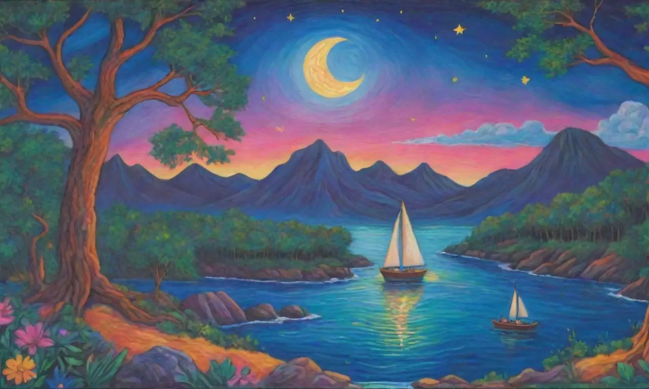 Un paisaje mágico de colores vibrantes